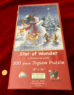 Rare NEW Star of Wonder Christmas Puzzle Snowman Deer Rabbits