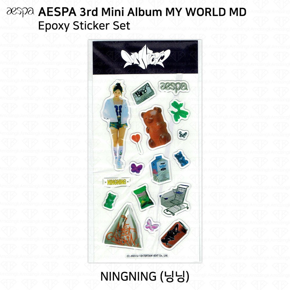 Aespa Official MD MY WORLD Epoxy Sticker Postcard Book KARINA