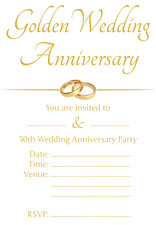 1-100 PACK OF 50TH GOLDEN WEDDING ANNIVERSARY PARTY INVITATIONS Cards Invite