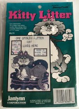 Counted cross stitch kit  frame Janlynn KITTY LITTER SPOILED CAT  KL11 5 x 7"