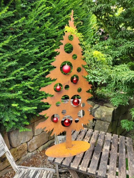 Edelrost Tanne Thoran Mit ÖFfnungen Weihnachtsbaum Metall Christbaum Advent Rost-image