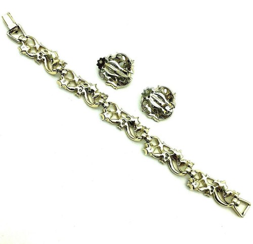 Star Brand AB Rhinestone Bracelet Earrings Set Gold Tone Vintage - Picture 10 of 12
