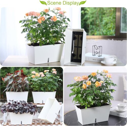 Window Box Planter 6 Pcs, 12.1 Inches Self Watering Plant Pots White - Picture 4 of 9