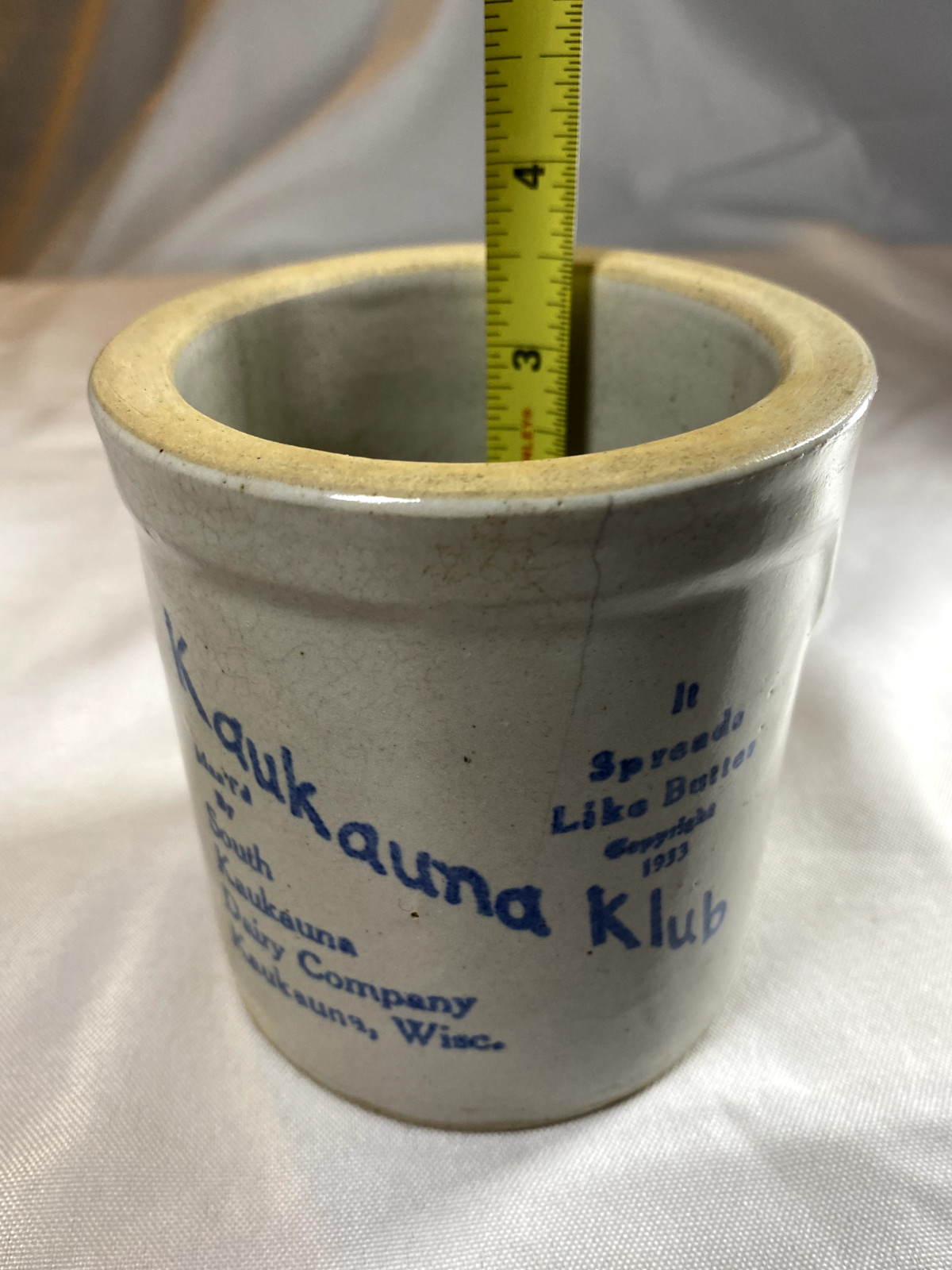 Vintage Kaukauna Klub Cheese Crock - "It Spreads Like Butter" 1933 Wisconsin USA