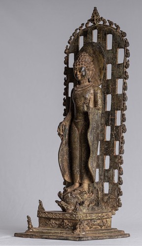 Antik Indonesische Stil Bronze Stehend Java Teaching Buddha Statue - 39cm/40.6cm - 第 18/20 張圖片