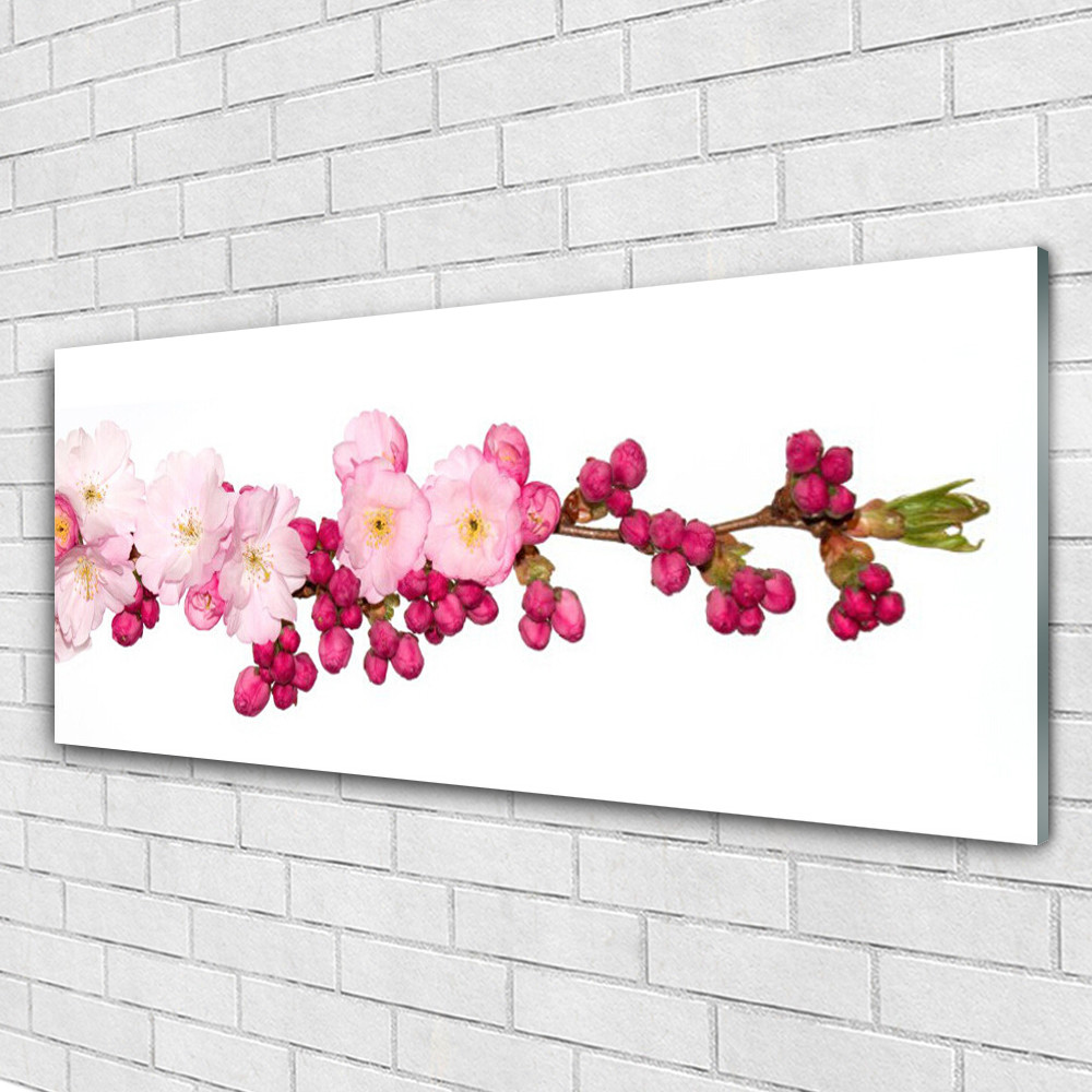 Tableau mural floral déco Plexiglas 125x50 cm grand format image fleurs branche moderne