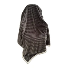 High quality 400 GSM Throw or Bed Blanket, gray corduroy style, sherpa fleece