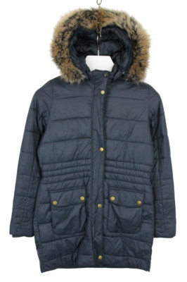 Barbour Fibre Down Redpole Quilt Jacke Mädchen' XL Mittellang Pelz Kapuze