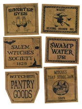 Primitive Halloween Farmhouse Pantry 26 Labels Set B