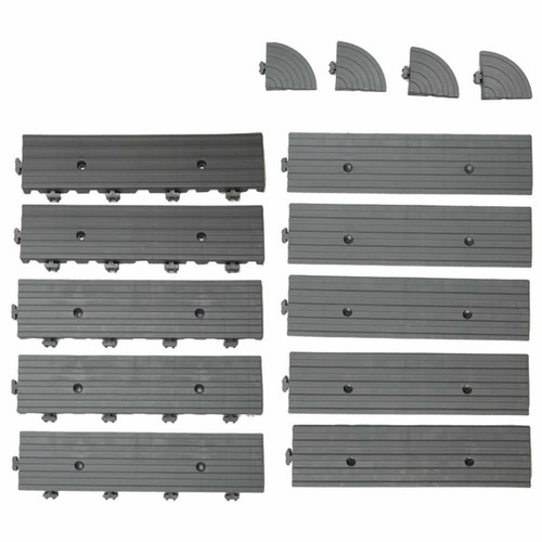RevTime Heavy Duty Interlocking Deck Tile 10 Pcs Edge & 4 Pcs Corner - Gray - Zdjęcie 1 z 5