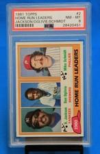 1981 TOPPS #2 HOME RUN LEADERS PSA 8 NM-MT # 28420451 Reggie Jackson & M Schmidt