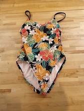 Hurley Ladies' One-Piece UPF 50 4-Way Stretch Swimsuit Black Size Medium