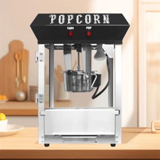 Bar Style Popcorn Machine Maker Popper with 6-Ounce Stainless Steel Kettle Black