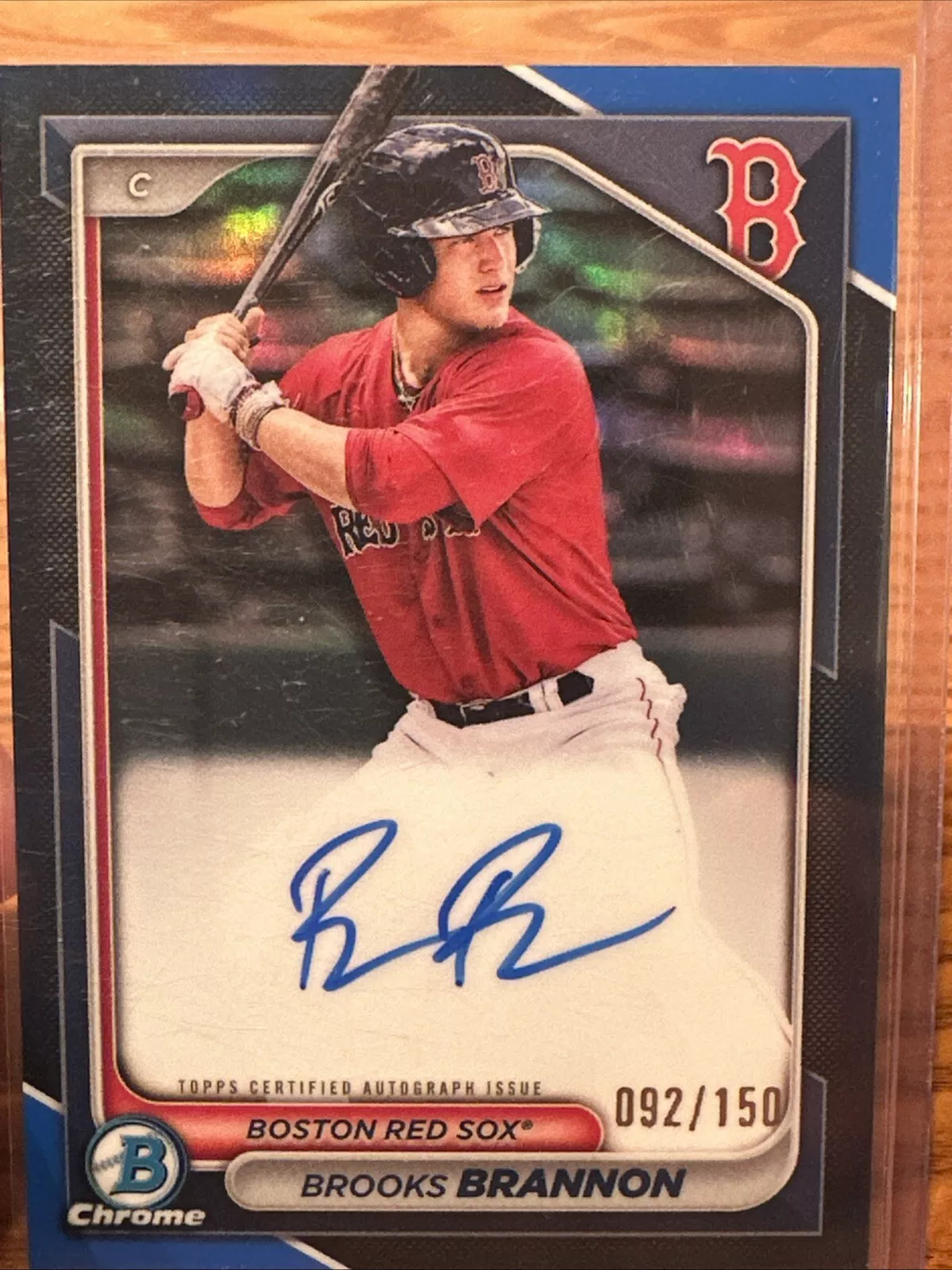 2024 Bowman Chrome Brooks Brannon Blue Refractor /150 Auto Red Soxs #CPA-BB