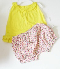 Ralph Lauren Baby Girls Ruffled Top  Floral Bloomer Set Yellow Flash Sz 6M-NWT