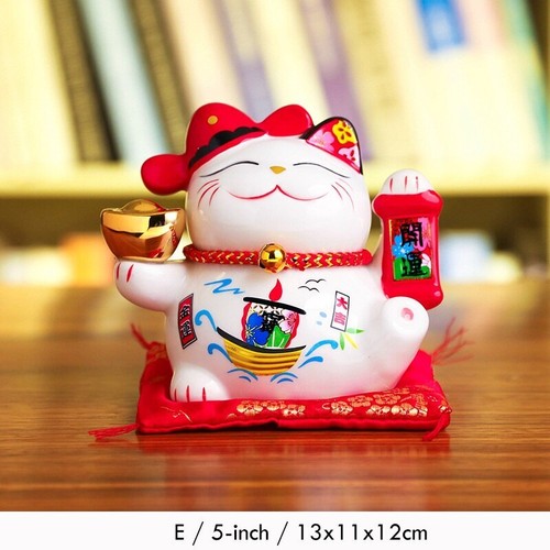 4,5" Zhaocaimao Ornament Keramik Glück Katze Statue Heimdekoration - Bild 18 von 18