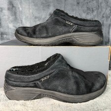 Merrell Encore Ice Clogs Women 8.5 Black Suede Faux Fur Fleece Lined Mules