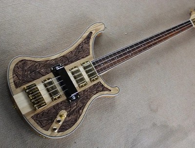 Natural Walnut Hand-carved Electric Guitar Big Pickup Cover Version Star Inlay