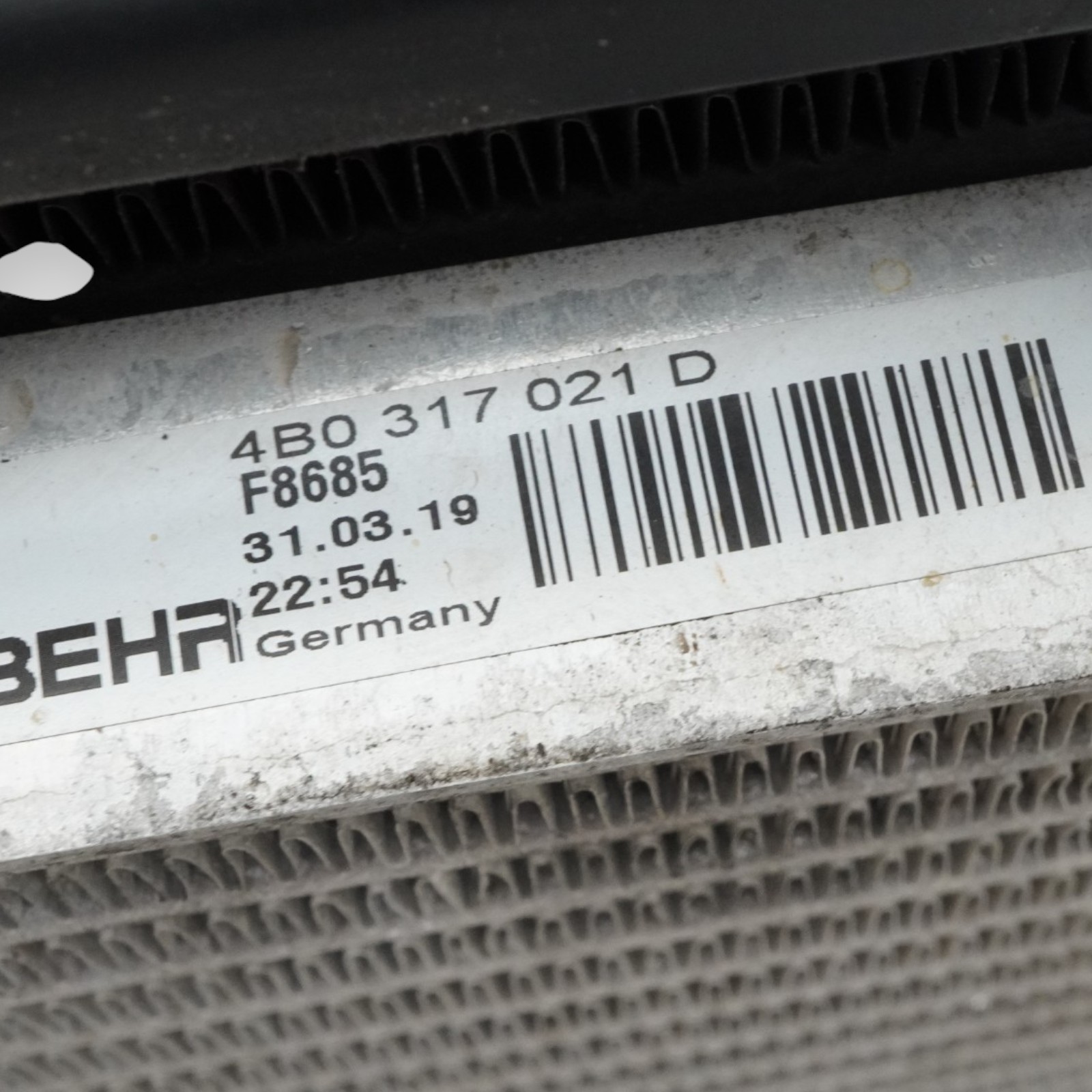 03-18 Bentley Continental GT 6.0L Turbo Intercooler Radiator RH 3W0145804A OEM