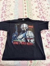 Rare Vintage Anvil RoboCop Targeting Graphic T-Shirt Black XL