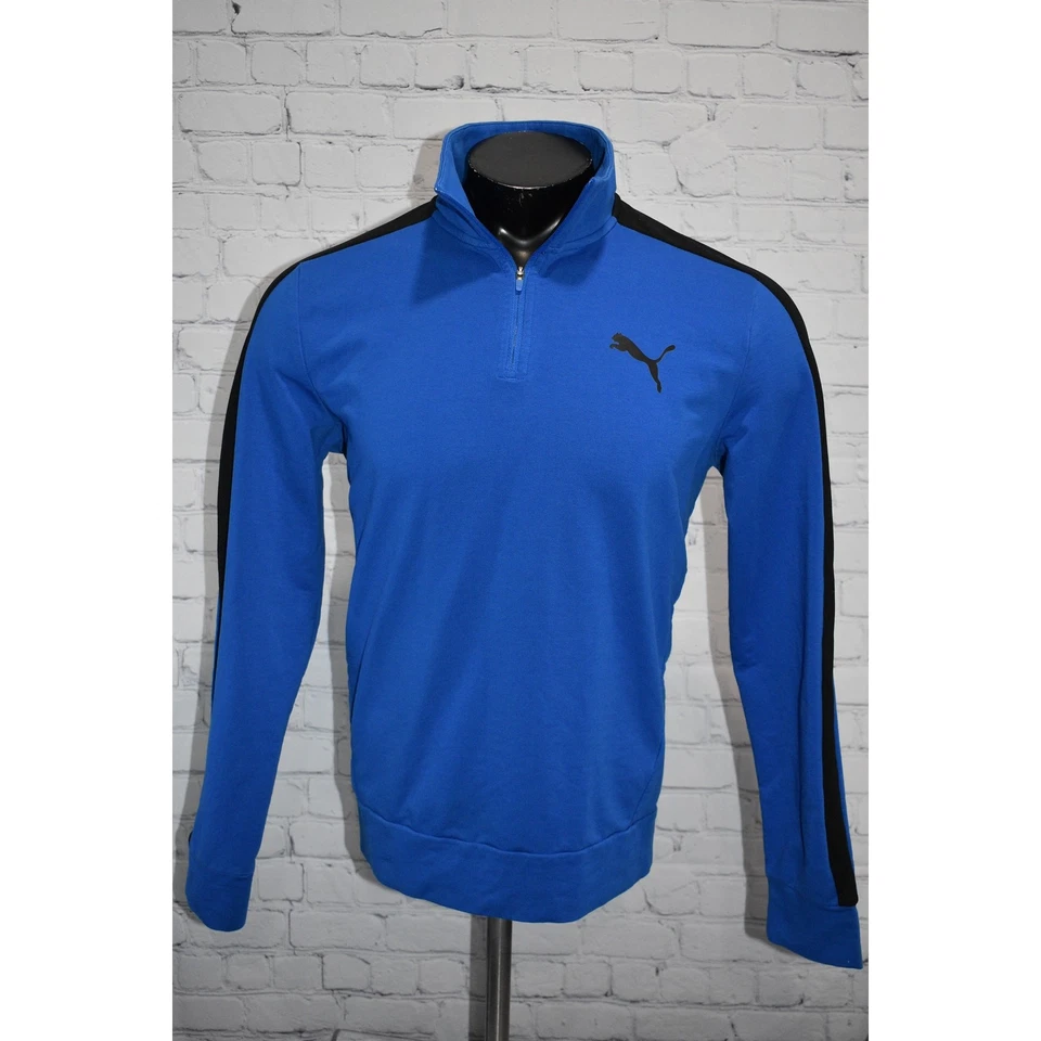 Мужской пуловер Puma для гольфа размер Large функциональная синяя рубашка 1/4 на молнии - Изображение 2 из 4