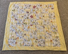 Vintage Habdmade Patchwork Baby Quilt Throw Nursery Gingham Floral Yellow READ