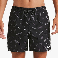 Nike Men's Black Logo Print Sweat Shorts Drawstring Elastic Waist L