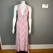 Reformation Ceara Maxi Dress Size 8 Plaid Deep V Coastal Preppy Hamptons NWT