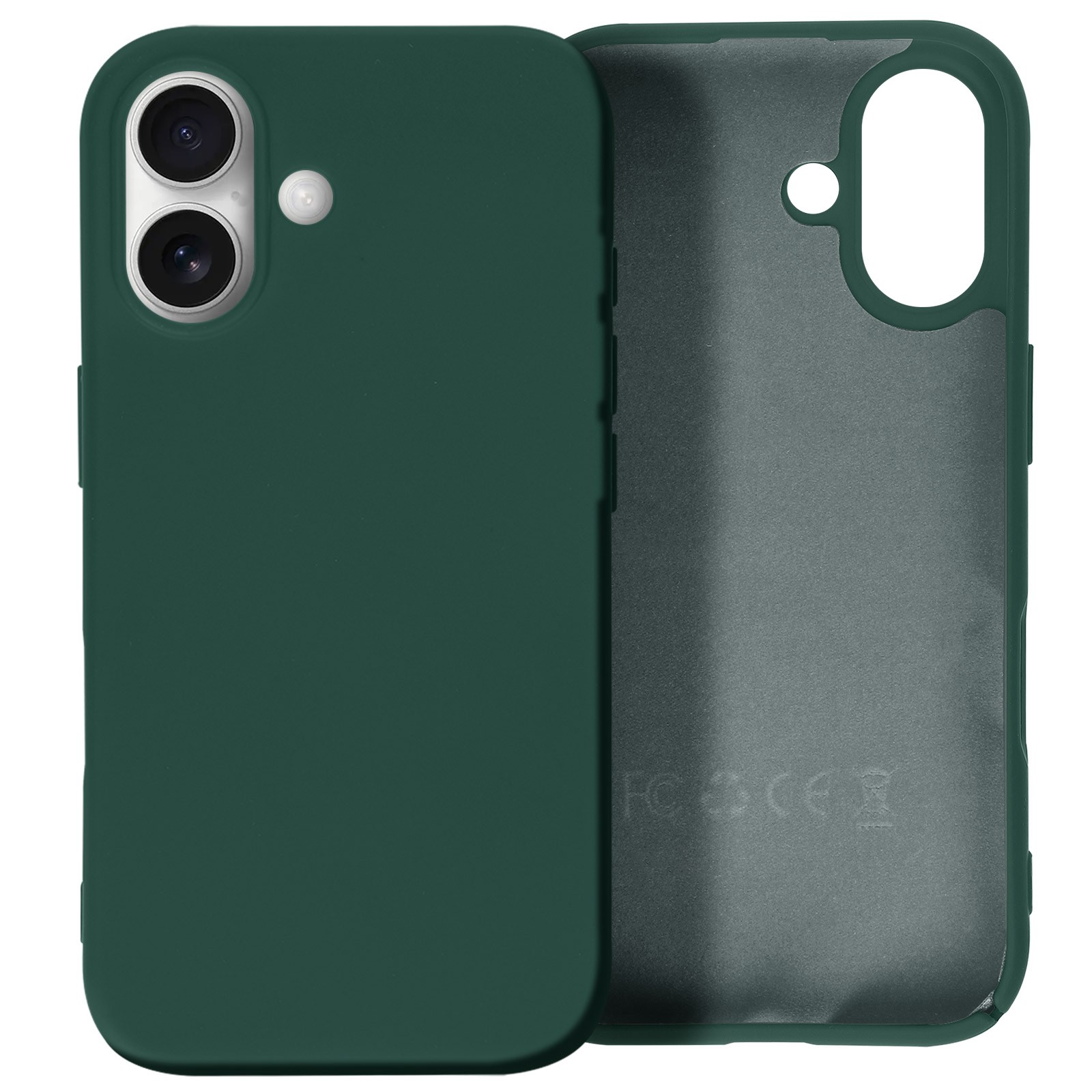 Coque silicone iPhone 16 Plus Avizar vert foncé avec revêtement anti-dérapant soft-touch