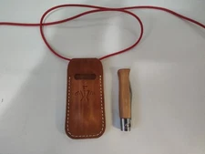 Folding Knife With Leather Sheath