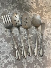 Oneida Oneidacraft Deluxe Stainless Chateau 5pc Serving Set Meat Fork Pie Spoons