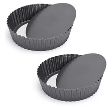 2 Pack Nonstick Tart Pan 9.4 In Quiche Pan, Carbon Steel Deep-dish Pie Pan