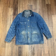 Vintage 70s Wrangler Blue Bell Denim Farm Workwear Chore Jacket Lined 44/L