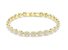 Una Angelic bracelet Round cut, White, Gold-tone Plated. Swarovski