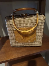 Vintage 1950s/60s Stylecraft Miami Wicker Rattan And Lucite Purse