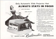 Bausch Lomb Balomatic Automatic Slide Projector Vintage Print Ad 1950s