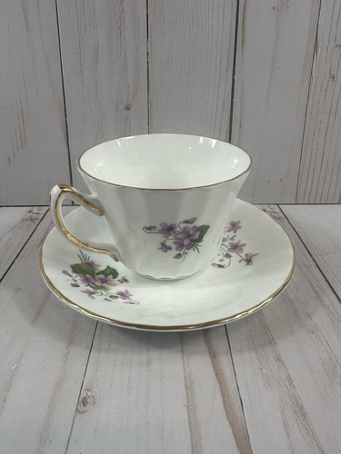 Royal Kendall Bone China, Goldrand Teetasse und Untertasse Set, lila Veilchen - Bild 6 von 17