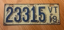 LICENSE PLATE PLATES Vermont 1919 23315