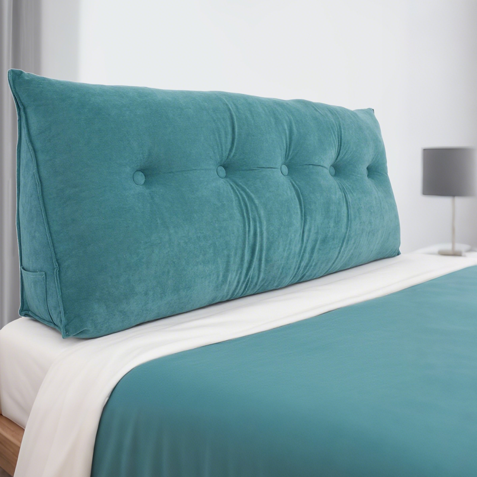 Bed Wedge Pillow for Headboard, Cotton Pillow King/Queen,Green