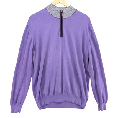 Altea 1/4 Zip Sweater Mens Purple Long Sleeve Pullover Made in Italy Size L