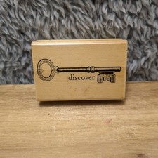 Paper Inspirations Ornamental Key "Discover" Wood Rubber Stamp Crafts