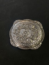 Nocona Oval Western Belt Silver Tone Buckle w/ Rhinestones