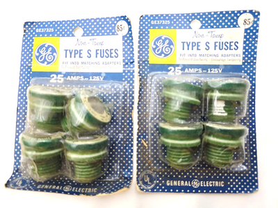 #ad #ad Lot of 2 Packs of 4 General electric S 25 Fuses 25 Amp 125V 25A Vintage Type S $13.99