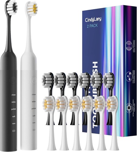 2 Pack Electric Toothbrush Set, Comes with 12 Brush Heads &amp; 2…