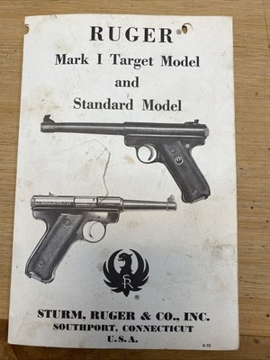 RUGER Mark I Target Model & Standard ModeI Instructions & PARTS LIST  DATED 1970