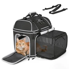Expandable Pet Carrier: Soft-Sided Cat Dog Carrier 17x11.8X(11.6+4.3) Inches ...