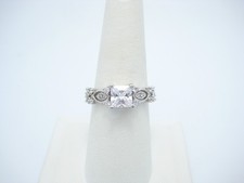 Sterling Silver 5.8mm Princess Cut CZ Square Cutout Accents Ring Size 8