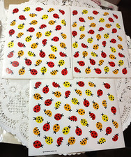 Vintage Hallmark Stickers Lady Bugs - Red Yellow Orange - 3 Sheets 6"x4" ea