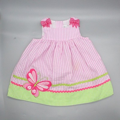 Emily Rose 12M Baby Girl Pink Seersucker Butterfly Applique Sundress