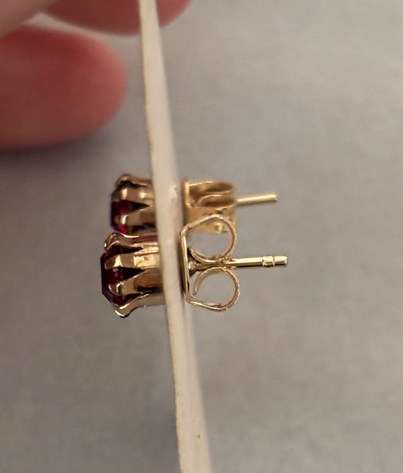 14KT Solid Gold Posts For Pierced Ears Ruby Stud … - image 2